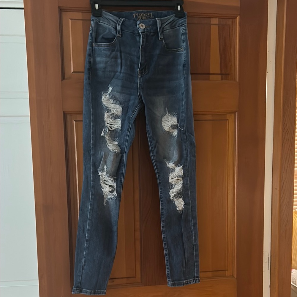 Rue21 Blue Skinny Distressed Jeans